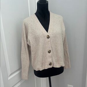 Madewell Womens Cream Ribbed Button-Front Sweater Cardigan XS